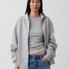 Oversized hettegenser med glidelås for voksne