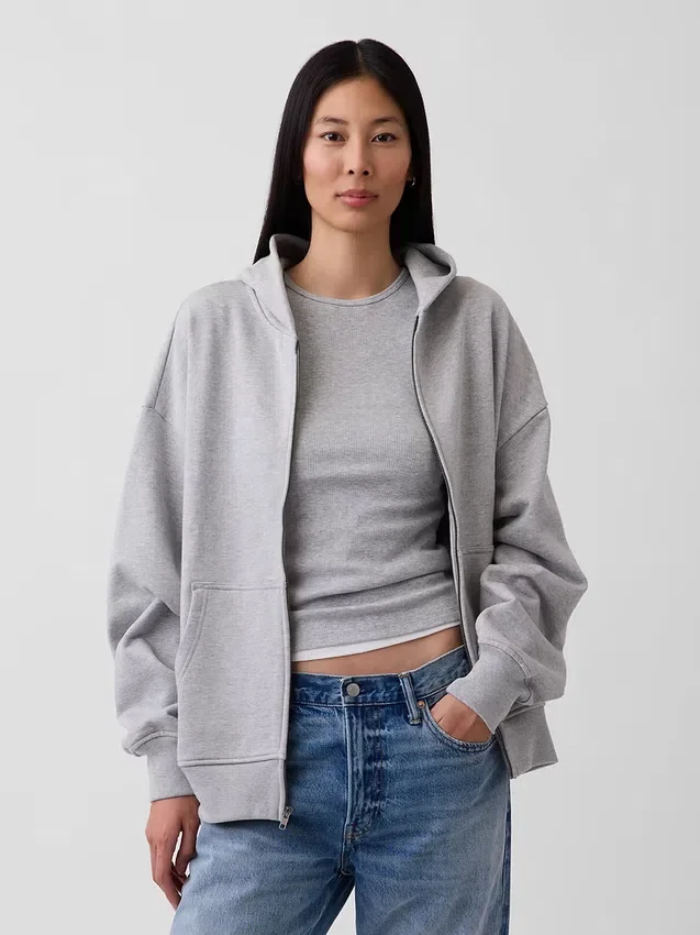 Oversized hettegenser med glidelås for voksne
