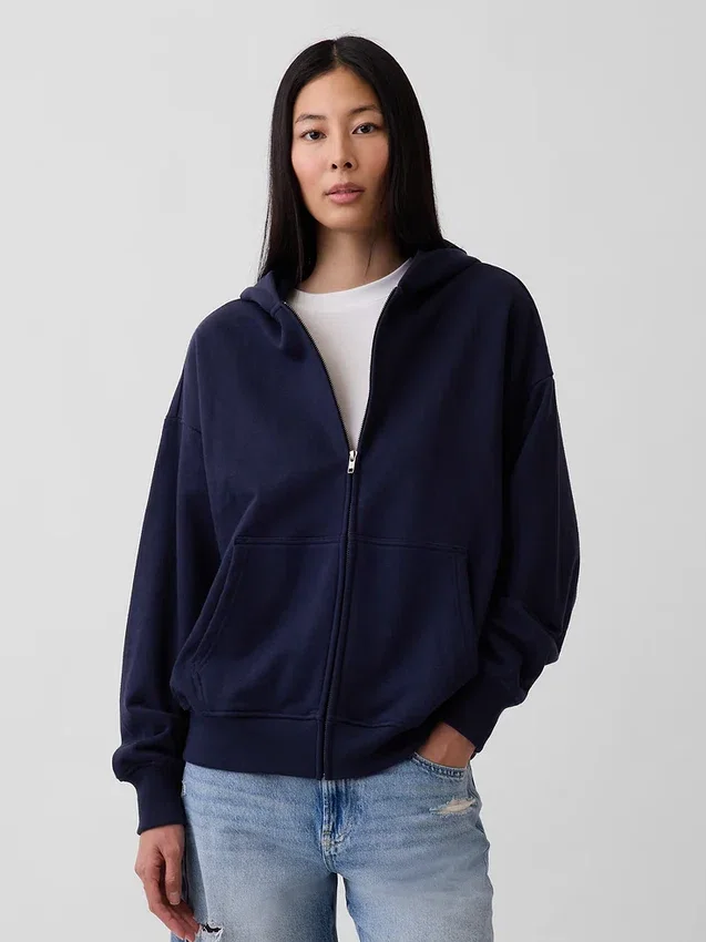 Oversized hettegenser med glidelås for voksne