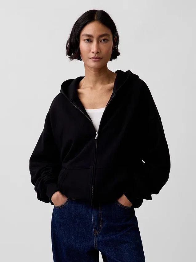 Oversized hettegenser med glidelås for voksne