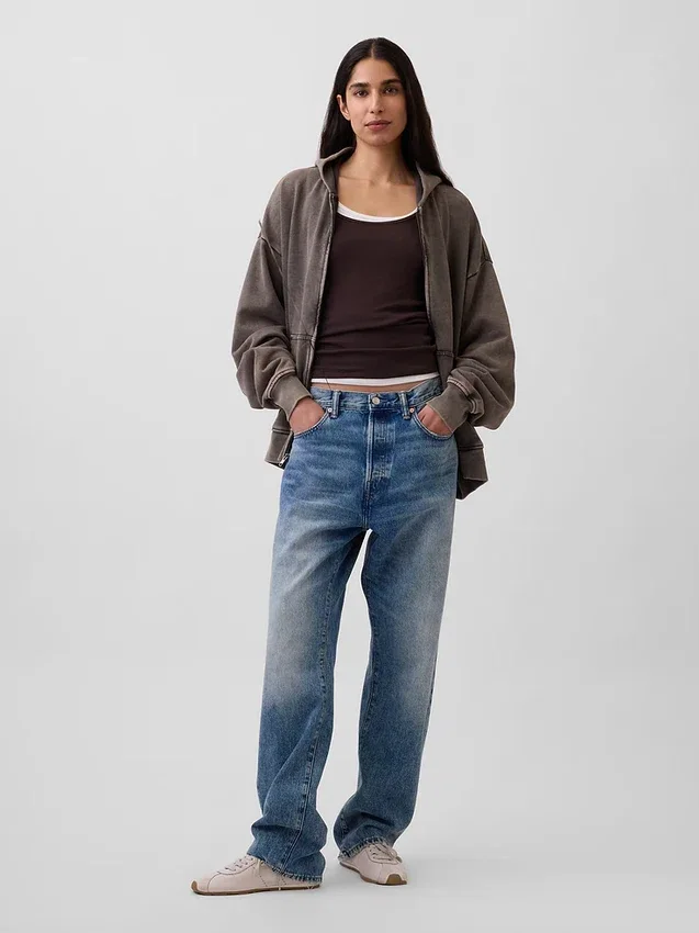 Oversized hettegenser med glidelås for voksne