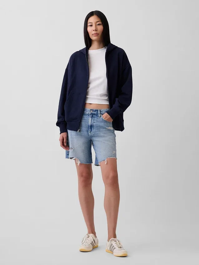 Oversized hettegenser med glidelås for voksne