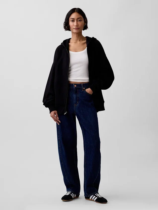 Oversized hettegenser med glidelås for voksne