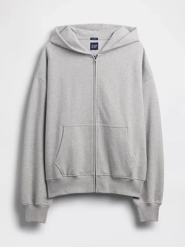 Oversized hettegenser med glidelås for voksne