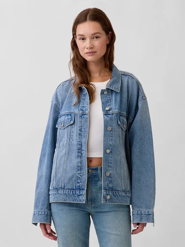 Oversized ikonisk denimjakke