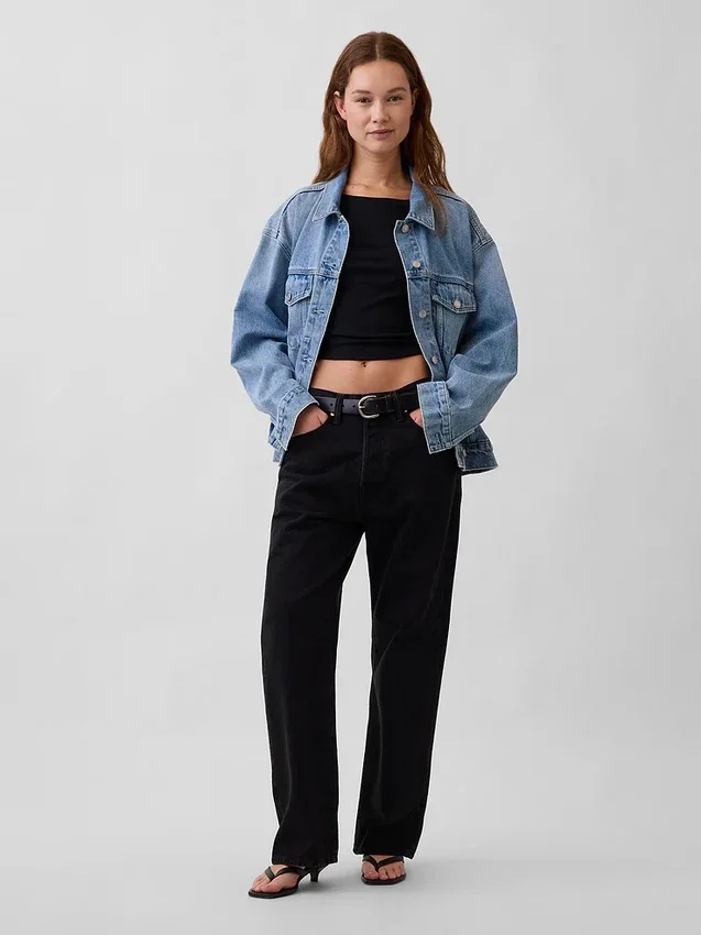Oversized ikonisk denimjakke