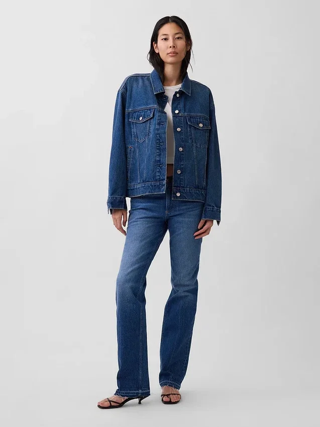 Oversized ikonisk denimjakke