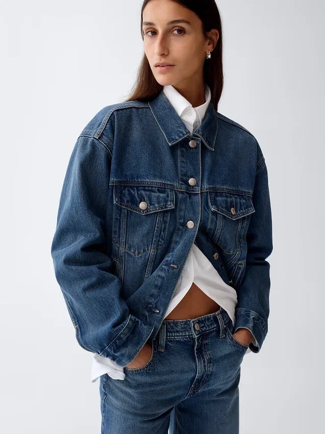 Oversized ikonisk denimjakke