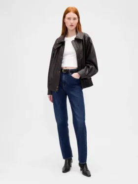 Oversized jakke i vegansk skinn