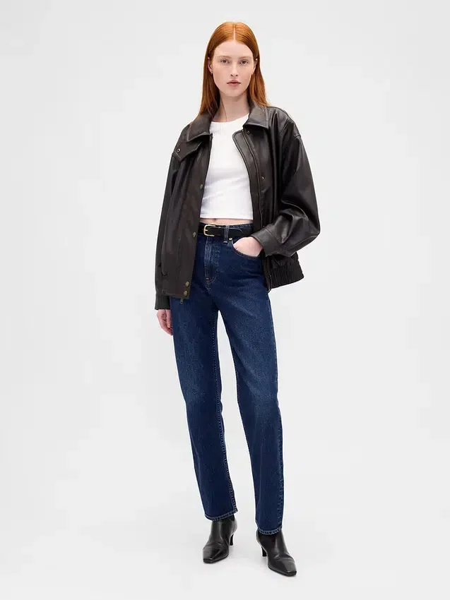 Oversized jakke i vegansk skinn