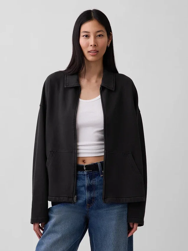 Oversized jakke med glidelås i tykk kvalitet for voksne