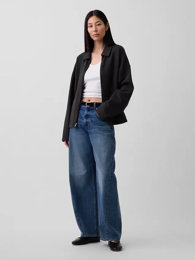Oversized jakke med glidelås i tykk kvalitet for voksne