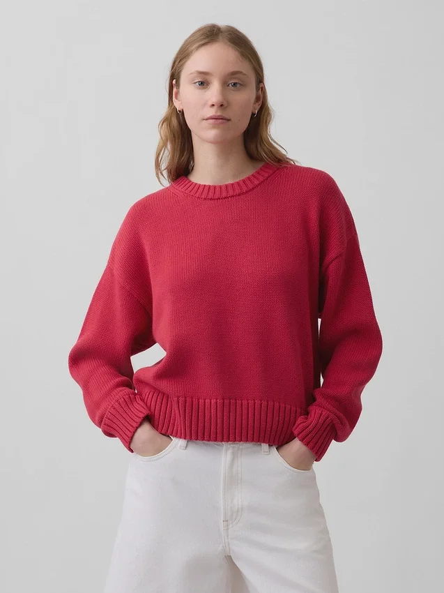 Oversized, kort genser i 100 % bomull