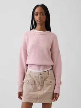 Oversized, kort genser i 100 % bomull