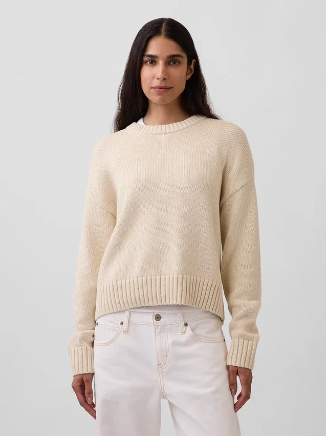 Oversized, kort genser i 100 % bomull