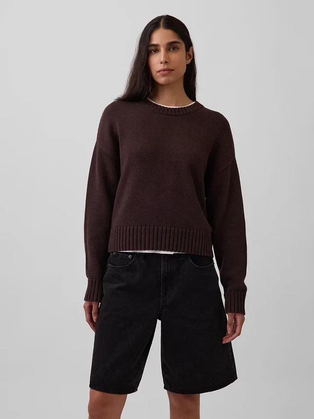 Oversized, kort genser i 100 % bomull