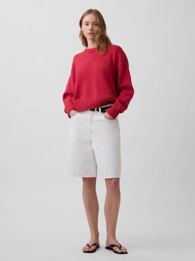 Oversized, kort genser i 100 % bomull