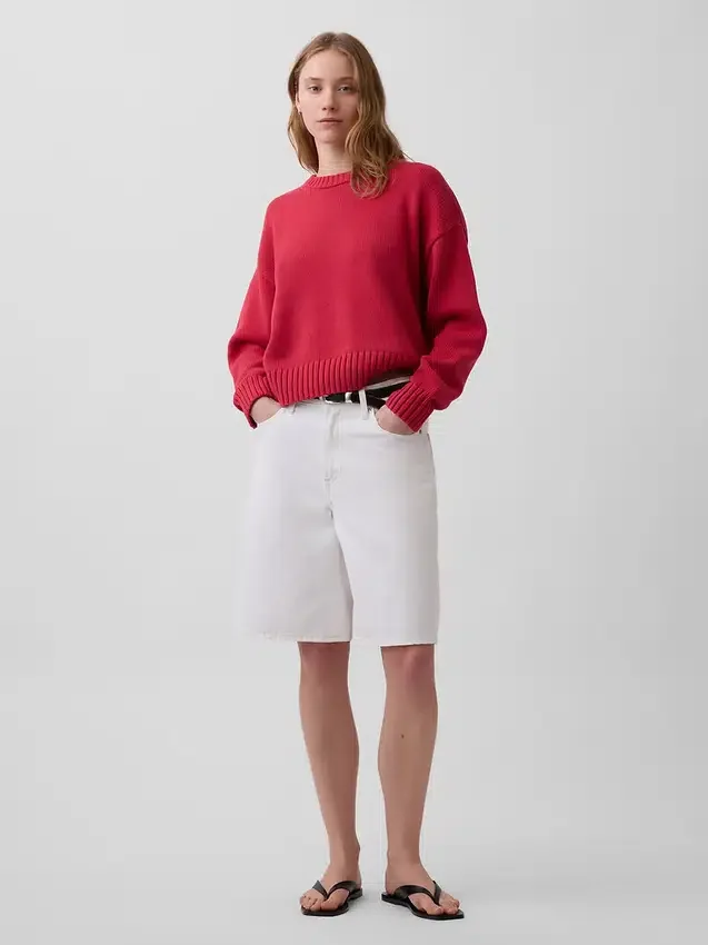 Oversized, kort genser i 100 % bomull