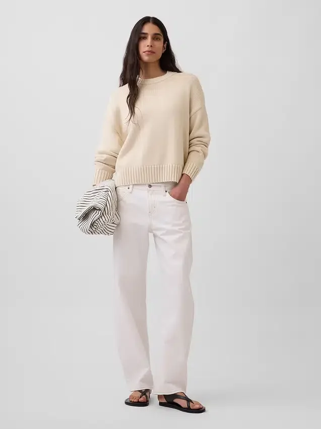 Oversized, kort genser i 100 % bomull