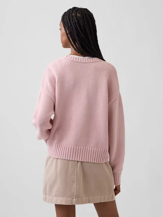 Oversized, kort genser i 100 % bomull