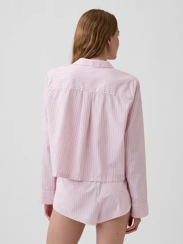 Oversized, kort pyjamas-skjorte i poplin
