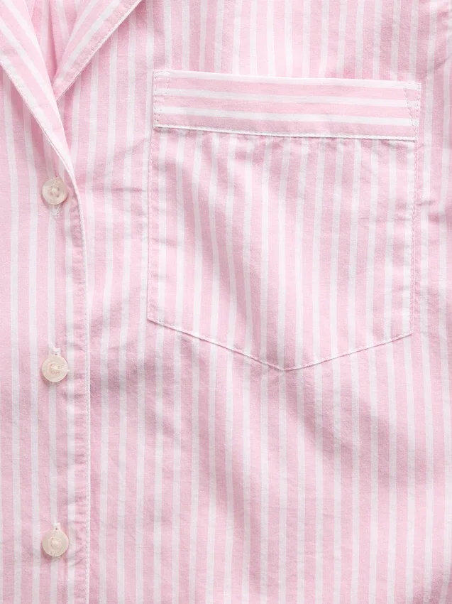 Oversized, kort pyjamas-skjorte i poplin