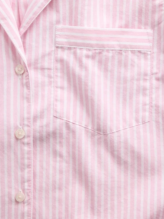 Oversized, kort pyjamas-skjorte i poplin