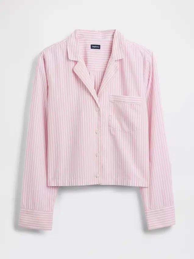 Oversized, kort pyjamas-skjorte i poplin
