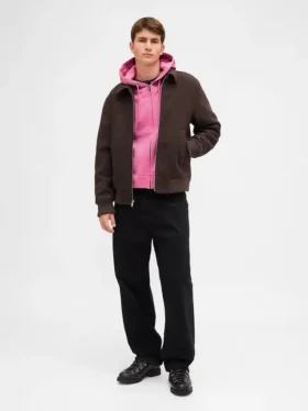 Oversized, kort zip-hettegenser i tykk fleece for voksne