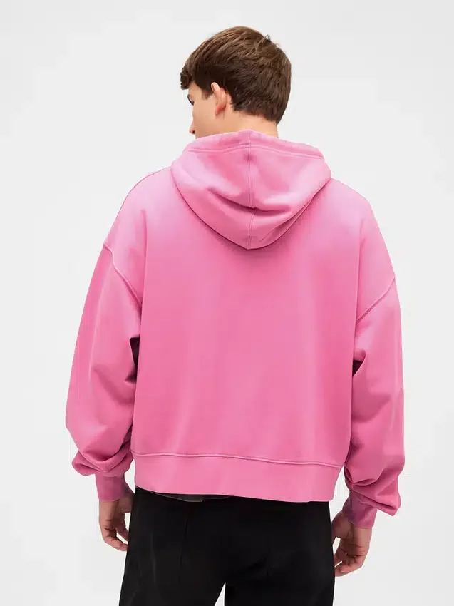Oversized, kort zip-hettegenser i tykk fleece for voksne