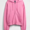 Oversized, kort zip-hettegenser i tykk fleece for voksne