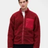 Oversized logo-jakke med glidelås i resirkulert sherpa