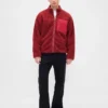 Oversized logo-jakke med glidelås i resirkulert sherpa