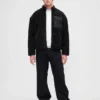 Oversized logo-jakke med glidelås i resirkulert sherpa
