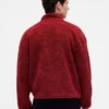 Oversized logo-jakke med glidelås i resirkulert sherpa
