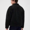 Oversized logo-jakke med glidelås i resirkulert sherpa