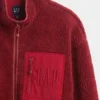 Oversized logo-jakke med glidelås i resirkulert sherpa