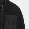 Oversized logo-jakke med glidelås i resirkulert sherpa