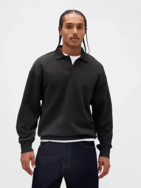 Oversized polosweatshirt i tykk fleece for voksne