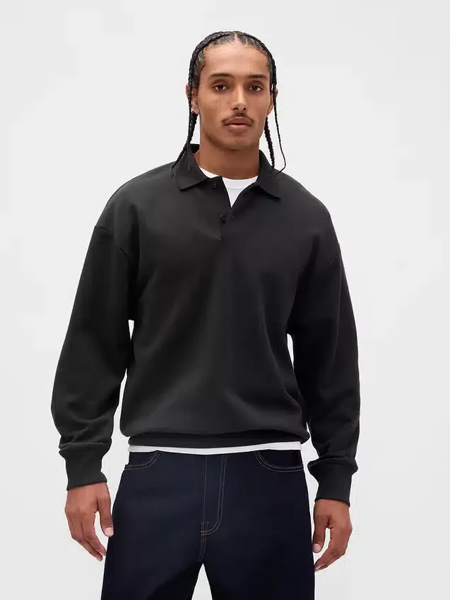 Oversized polosweatshirt i tykk fleece for voksne