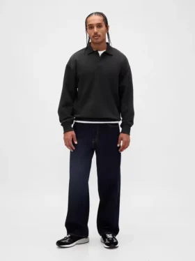 Oversized polosweatshirt i tykk fleece for voksne