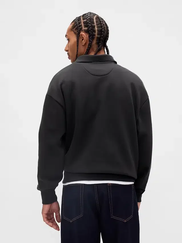 Oversized polosweatshirt i tykk fleece for voksne