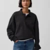 Oversized polosweatshirt i tykk fleece for voksne