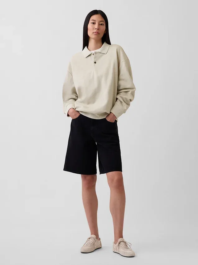 Oversized polosweatshirt i tykk fleece for voksne