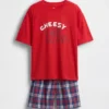 Oversized pyjamas-sett for barn i resirkulert stoff