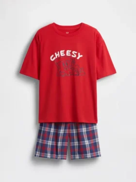 Oversized pyjamas-sett for barn i resirkulert stoff