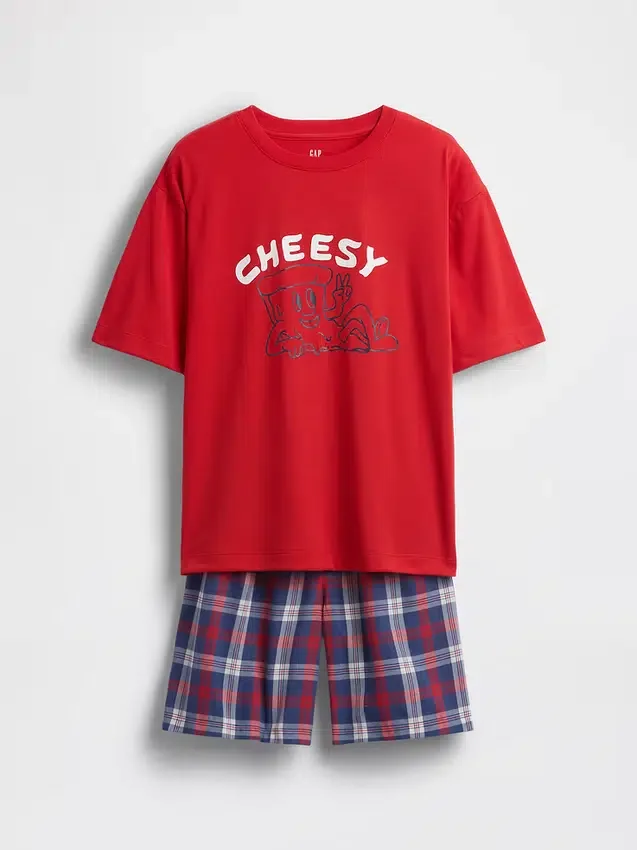Oversized pyjamas-sett for barn i resirkulert stoff