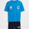 Oversized pyjamas-sett med shorts i resirkulert stoff for barn