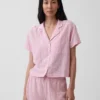 Oversized pyjamaskjorte i krøllet gasbind