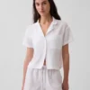 Oversized pyjamaskjorte i krøllet gasbind
